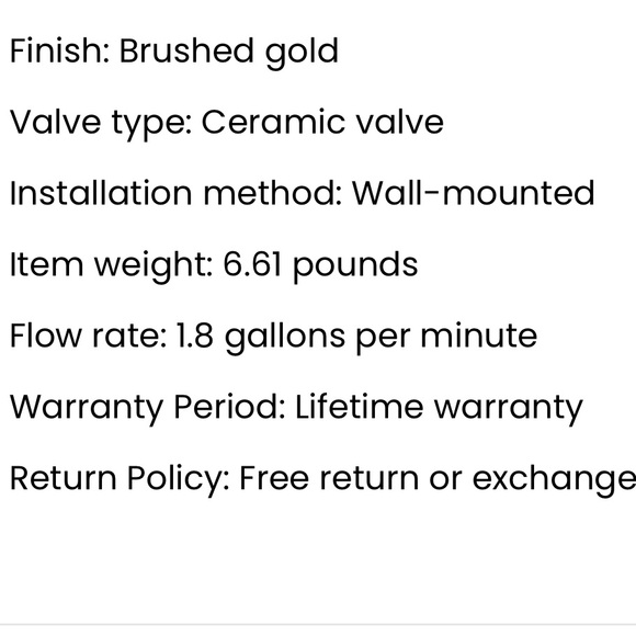 Rbrohant Brushed Gold Wall Mount Tub Faucet w Handheld Sprayer NWT - Picture 14 of 16